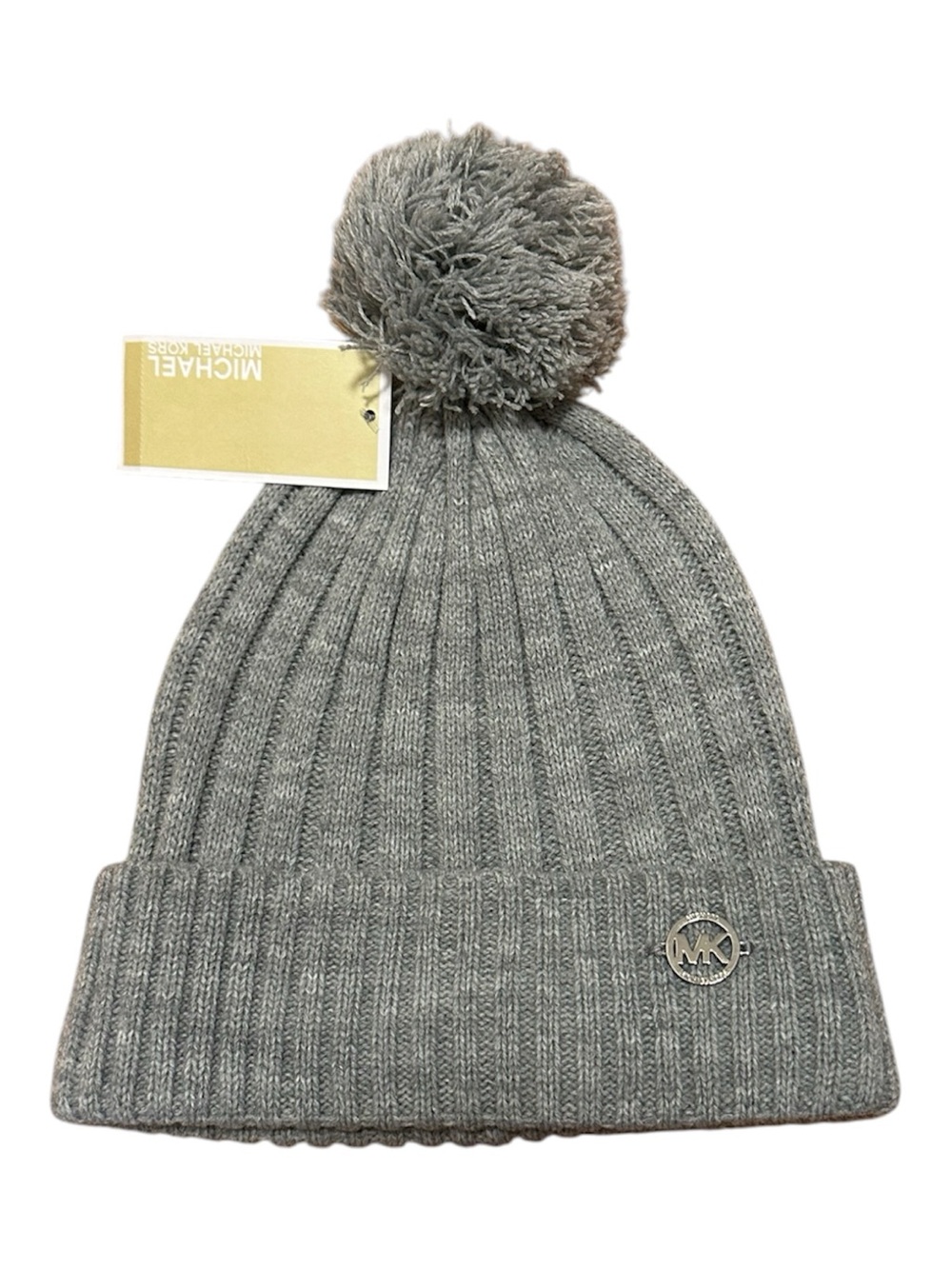 Michael Kors Light Gray Knit Pom Beanie